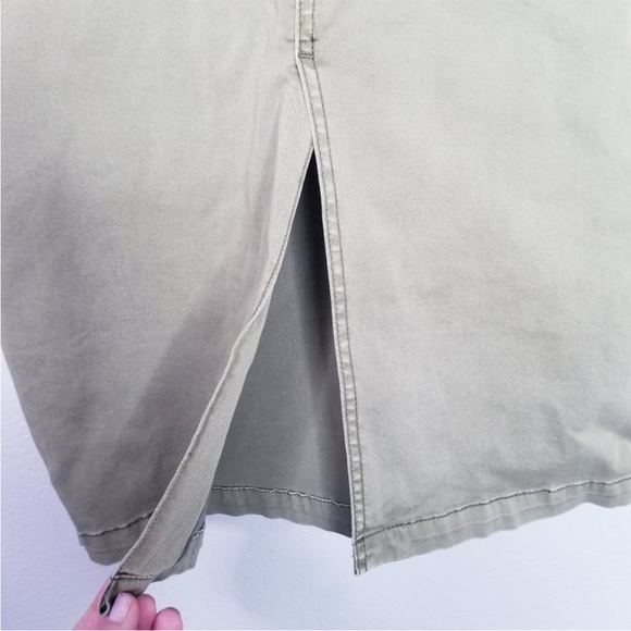 Anthropologie Olive Green Khaki Button-Front Midi Skirt - Picture 5 of 5